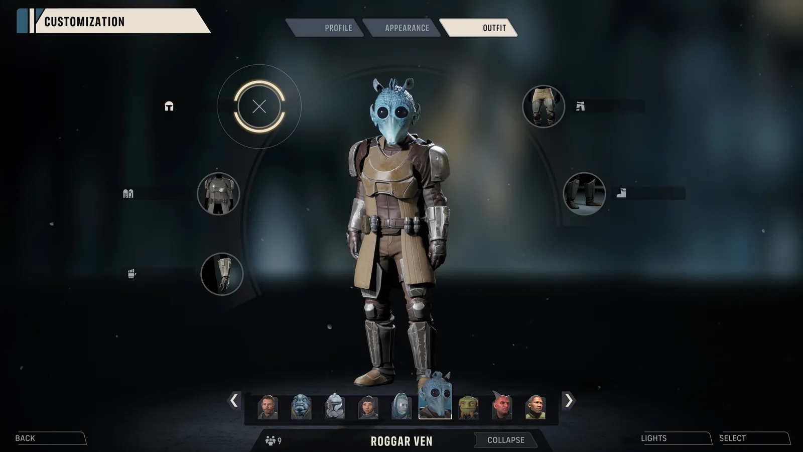 Zero Company operator customization screen